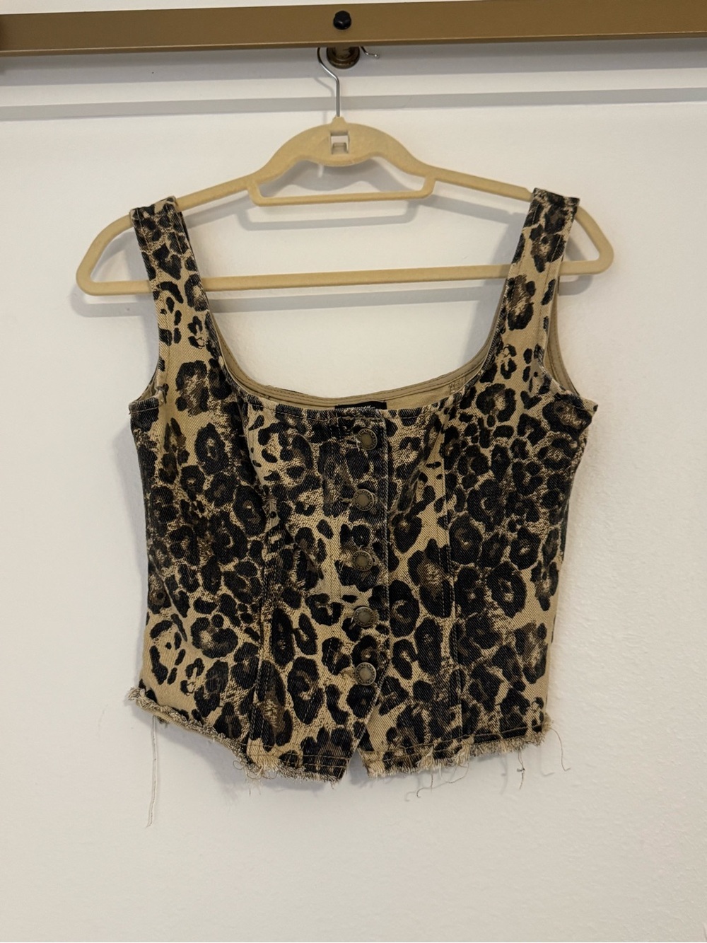 Nasty Gal Denim Leopard Print Corset Top- US Size 10